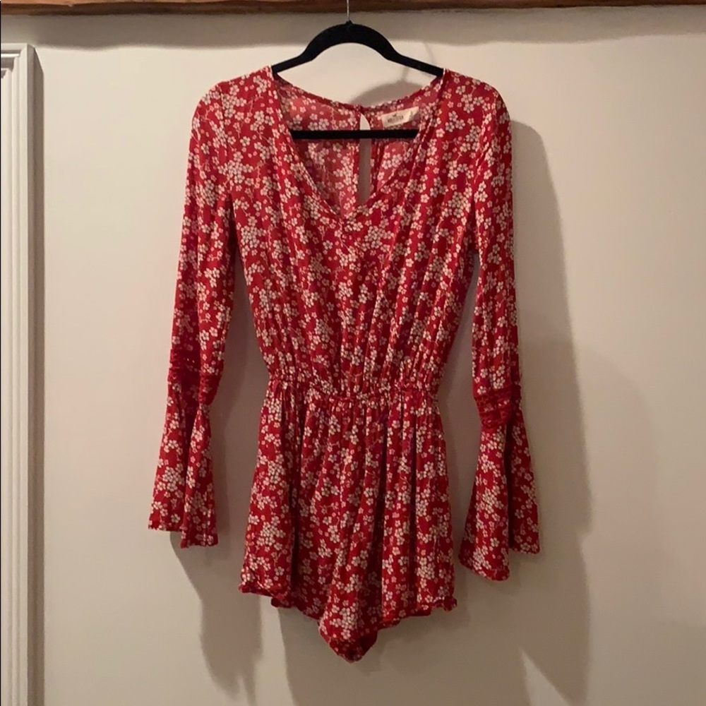 red and white floral romper